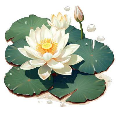 清新可爱的莲花水仙贴纸
