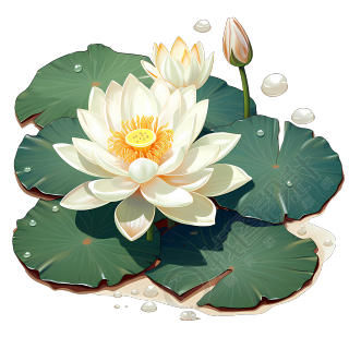 清新可爱的莲花水仙贴纸