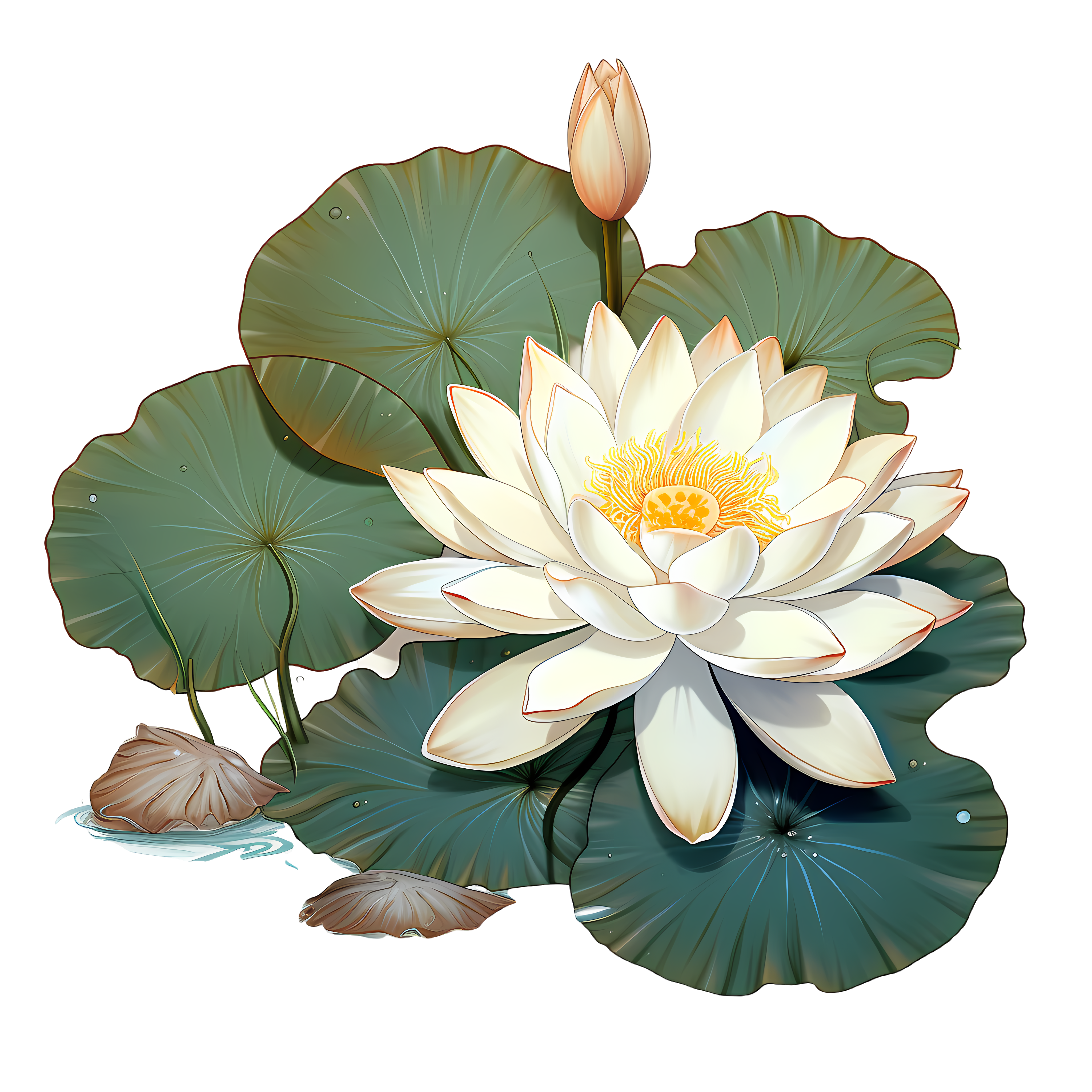 浅蓝色和米色风格的水莲花