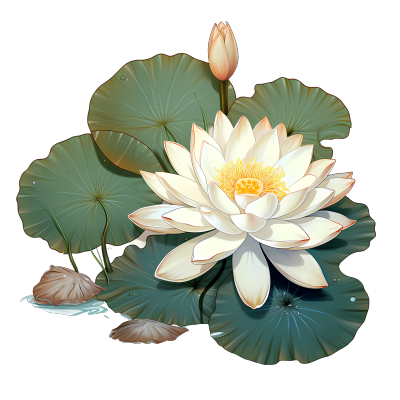 浅蓝色和米色风格的水莲花