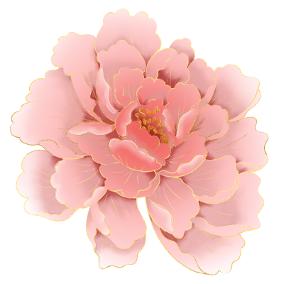 粉色牡丹花细毛笔元素