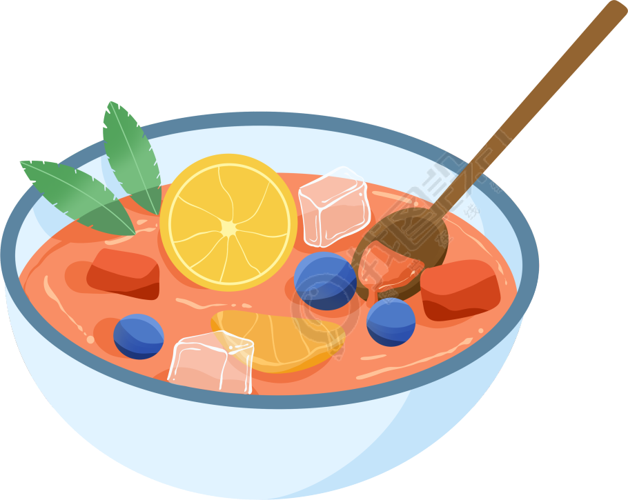 手绘水果冰粉夏季素材