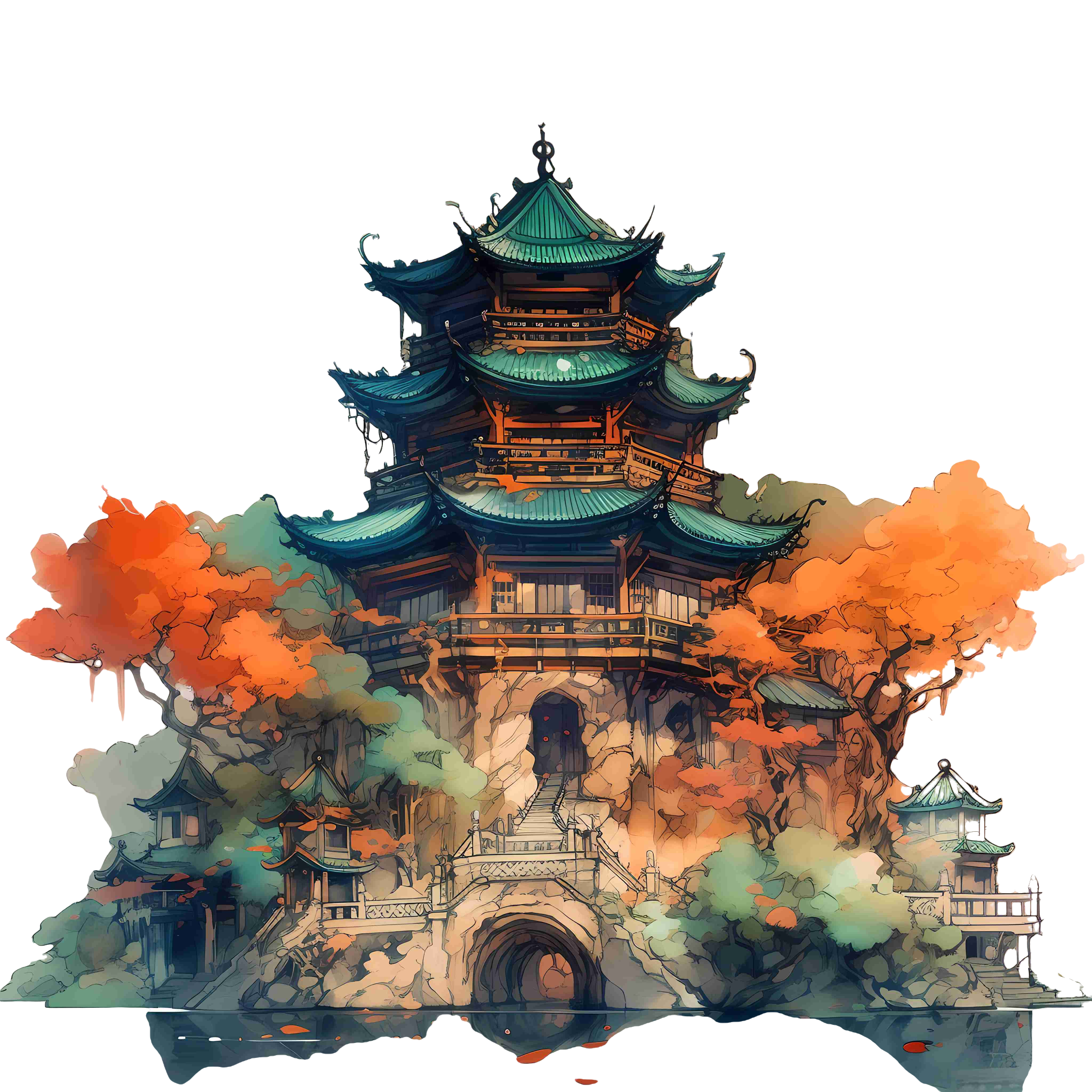 中国文化主题下春天的绘画
