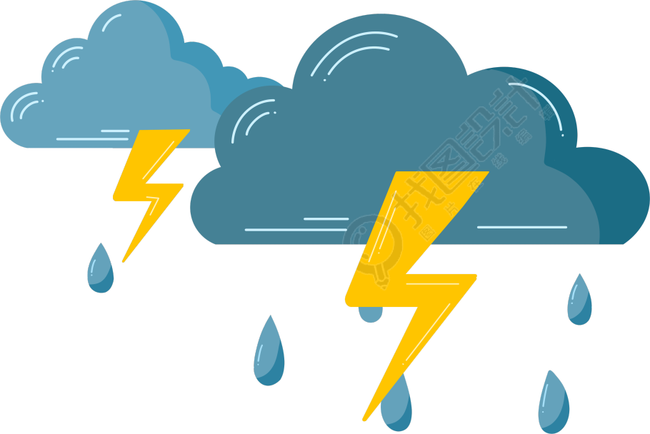 手绘雷阵雨天气图标素材