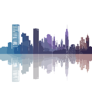 彩色都市建筑剪影
