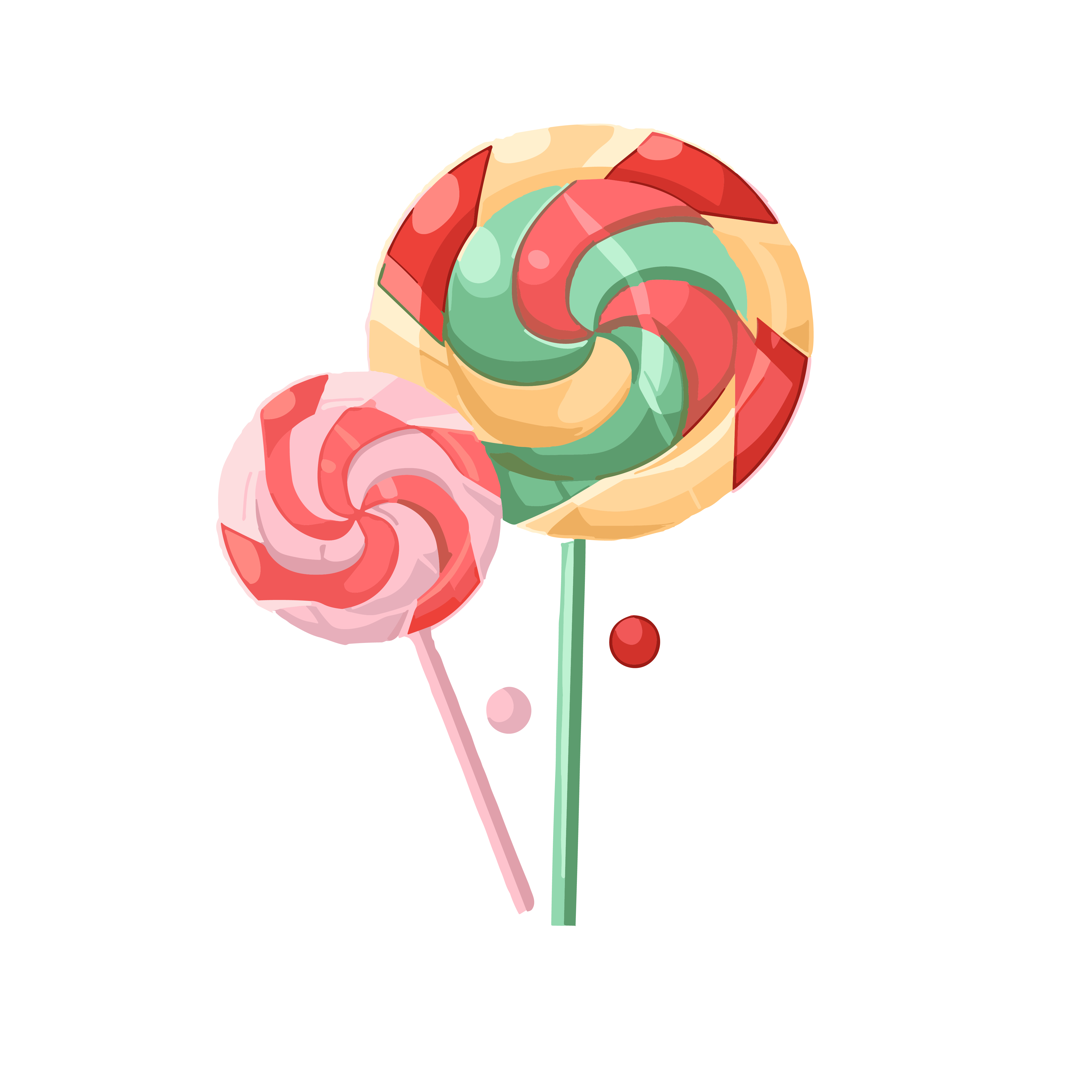 透明背景的糖果棒棒糖插画