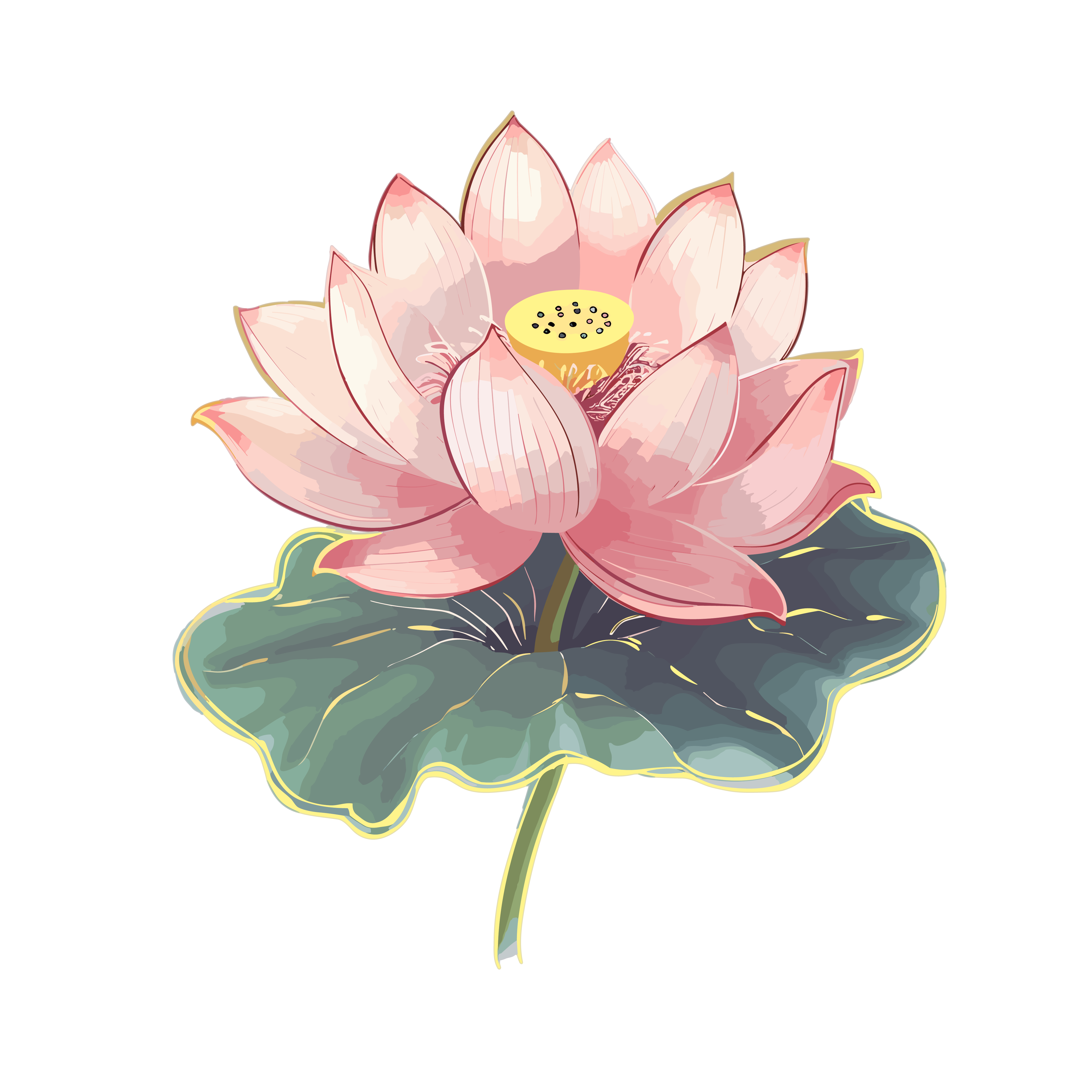 荷花插画元素