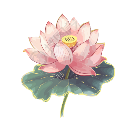荷花插画元素