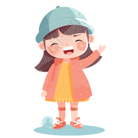 可商用透明背景可爱少女创意设计插画