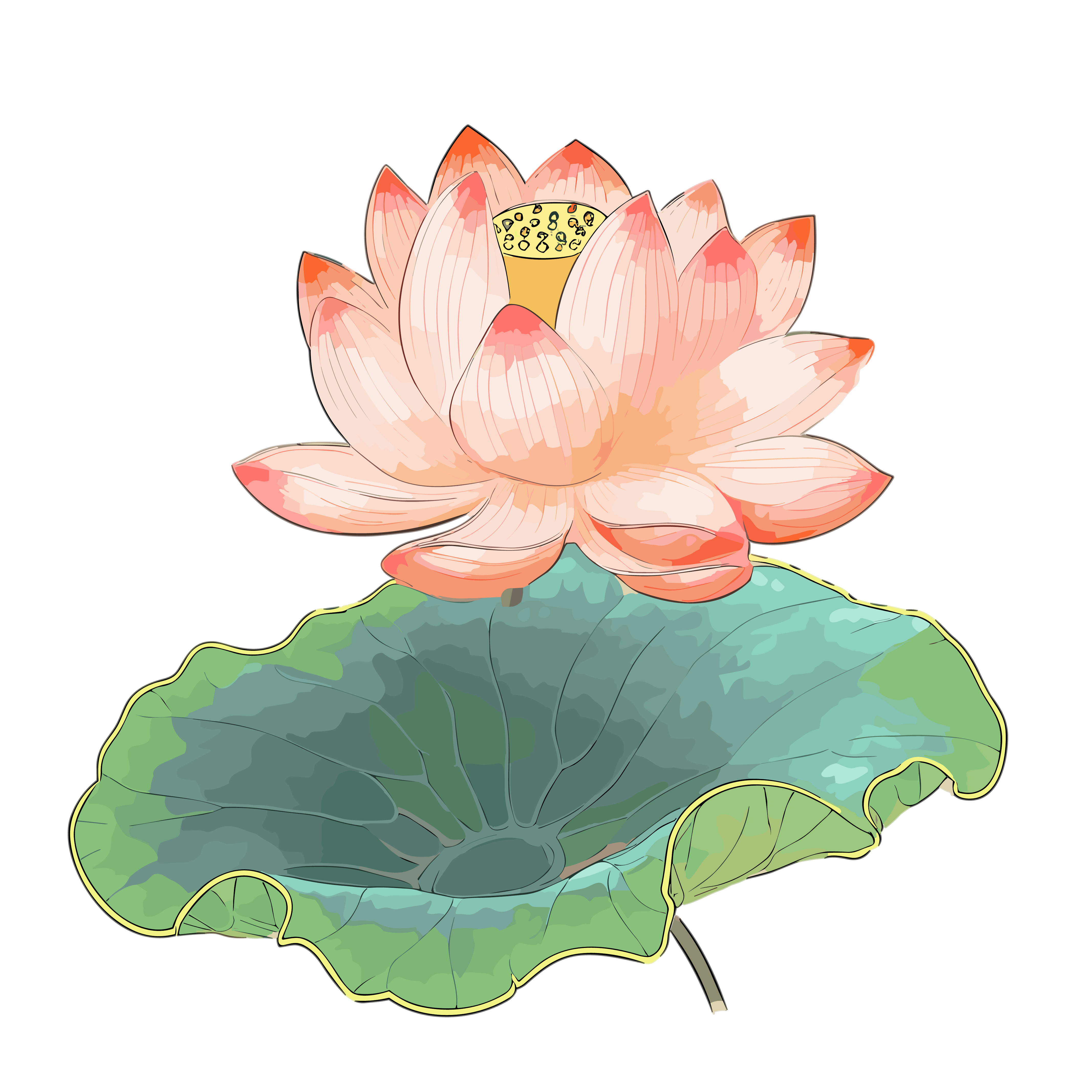 扁平插画莲花设计元素