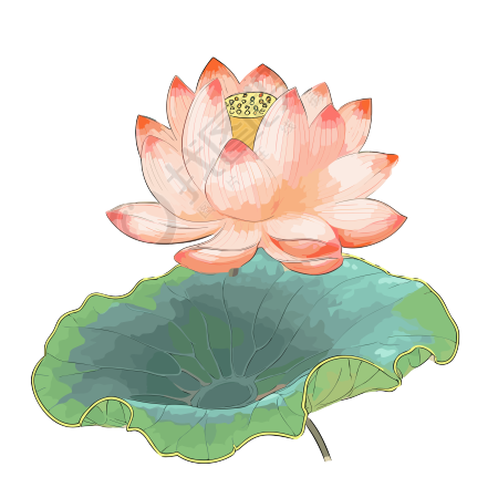 扁平插画莲花设计元素
