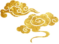 手绘金色祥云透明背景插画