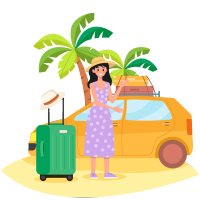 夏日海边旅游的女生插画素材