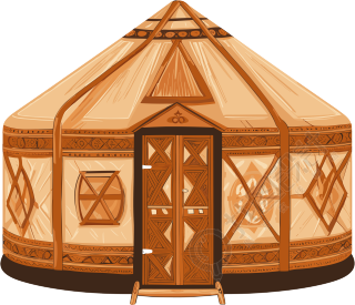 黑山传统蒙古包插画