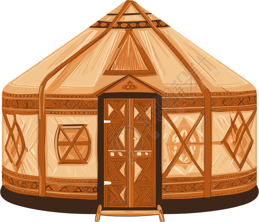 黑山传统蒙古包插画