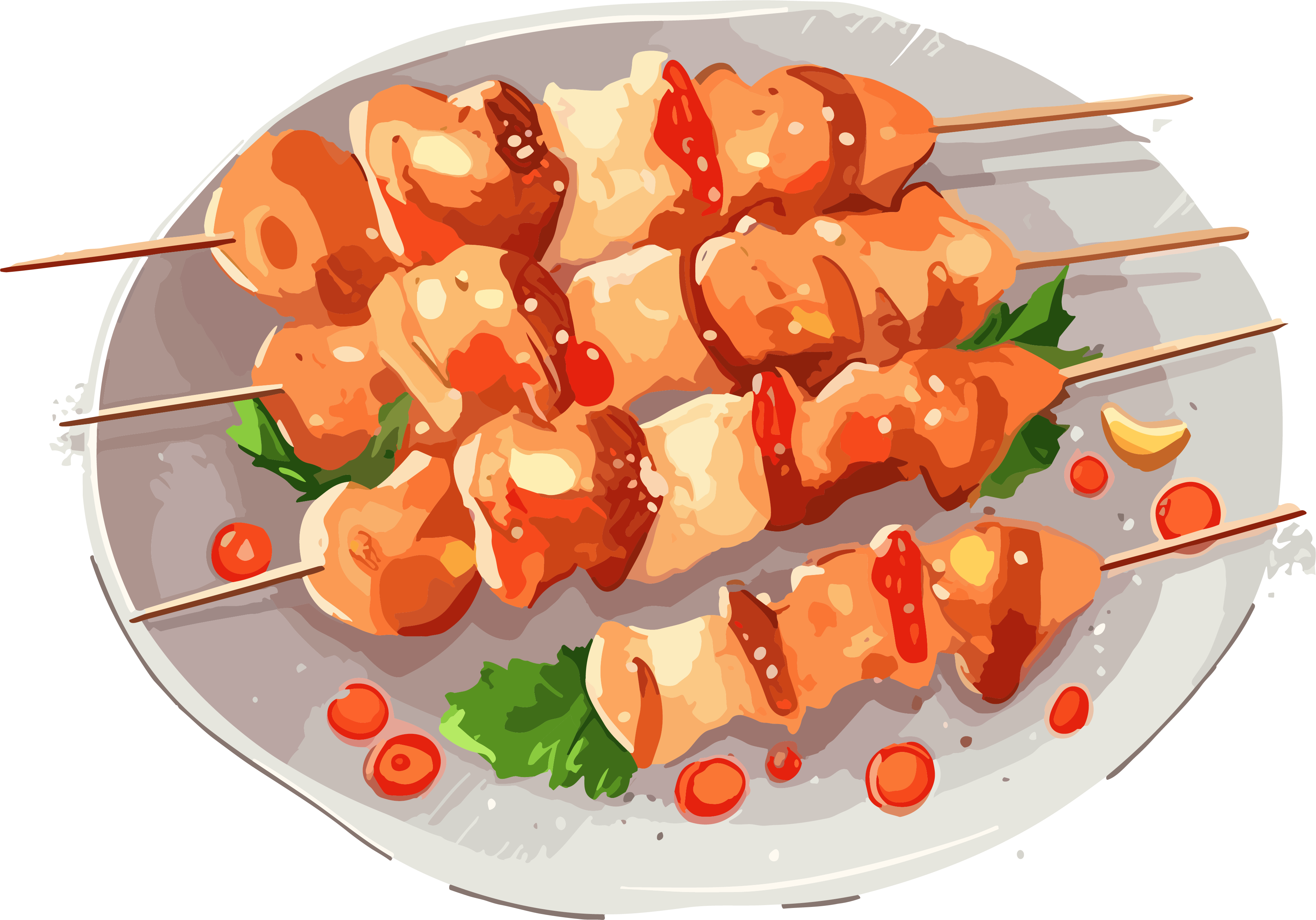 美味的烧烤插画素材图