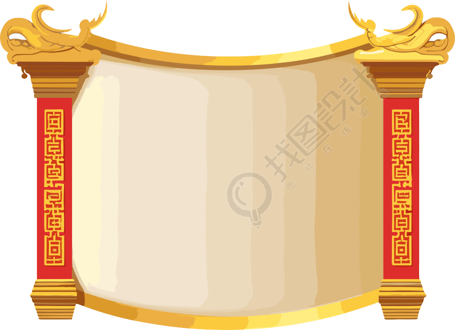 金色宣传卷轴素材图