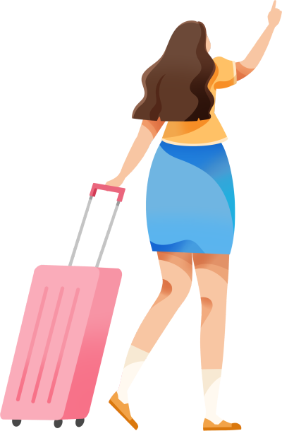 行李箱旅游的女生元素