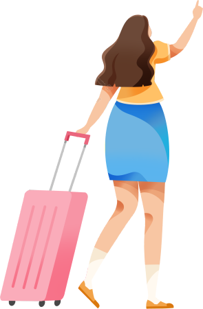行李箱旅游的女生元素
