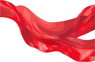 明亮红色飘动的丝绸PNG插画