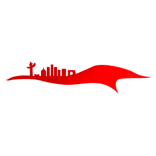 红色华表城市地标剪影插画