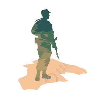 穿军装的持枪军人PNG插画