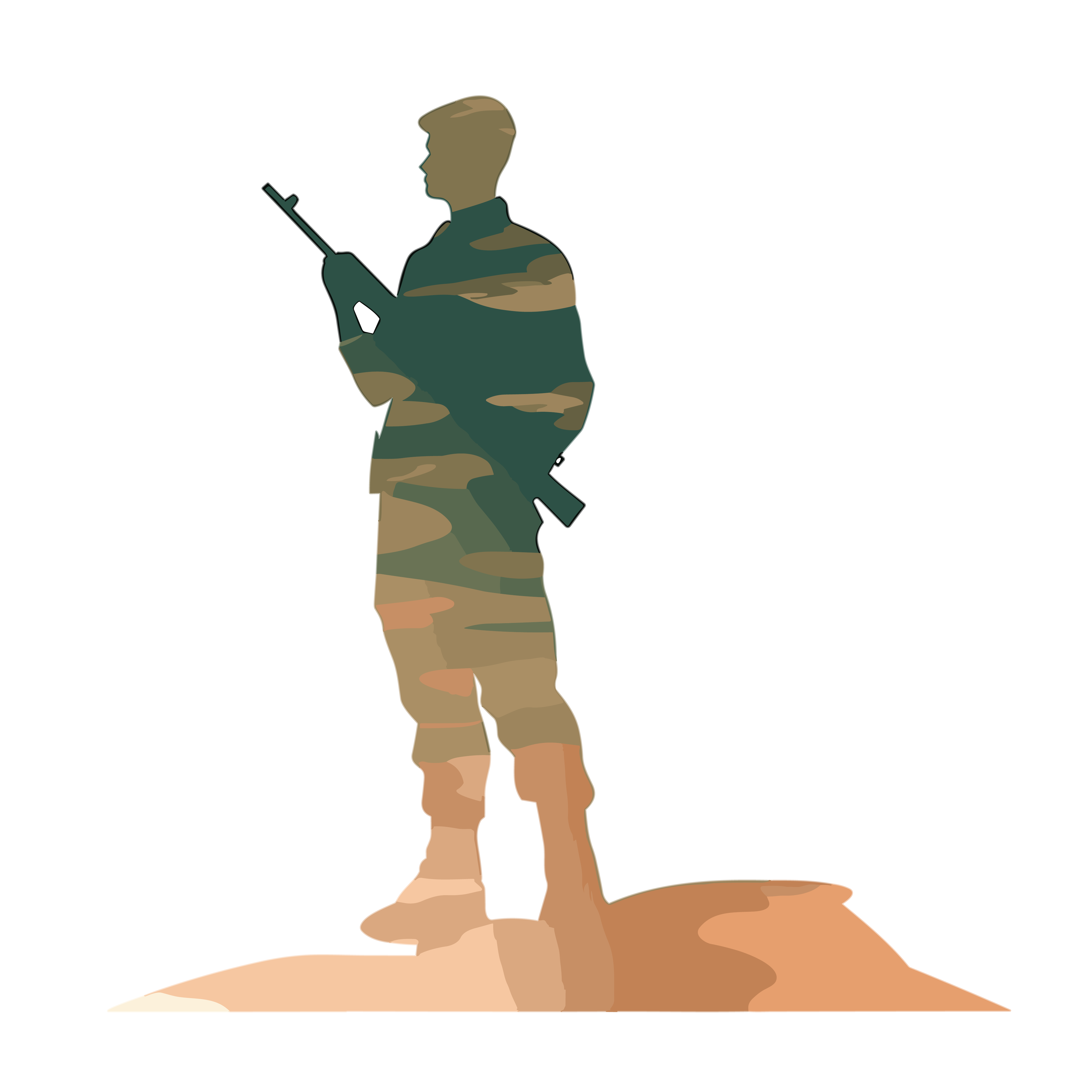 手绘迷彩渐变持枪士兵插画设计