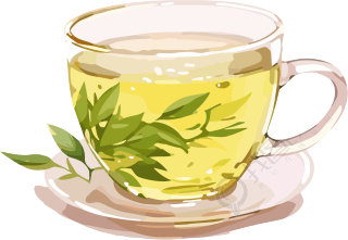透明背景的透粉色茶杯插画