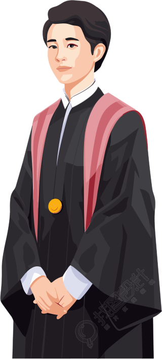 中国亚洲法官插画元素