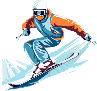 冰雪探险滑雪矢量插画