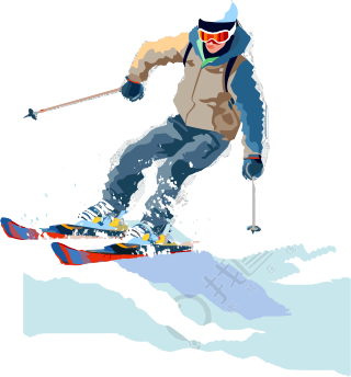 过去式滑雪矢量角色插画