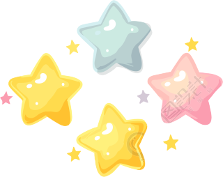 透明背景的彩色立体星星插画素材