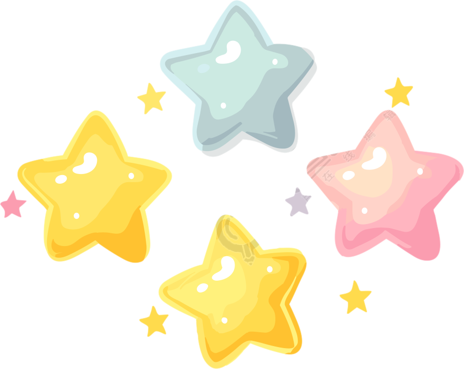 透明背景的彩色立体星星插画素材