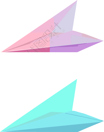 简约插画粉色蓝色纸飞机设计素材