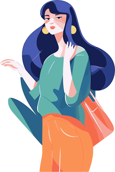 女性透明背景的平面插画设计