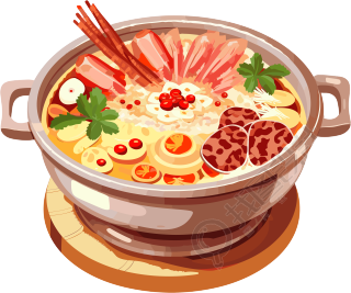 透明背景矢量火锅插画