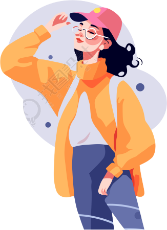卡通女性透明背景的矢量插画素材