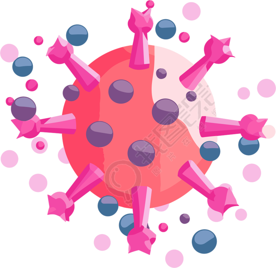 病毒矢量粉彩扁平插画设计素材
