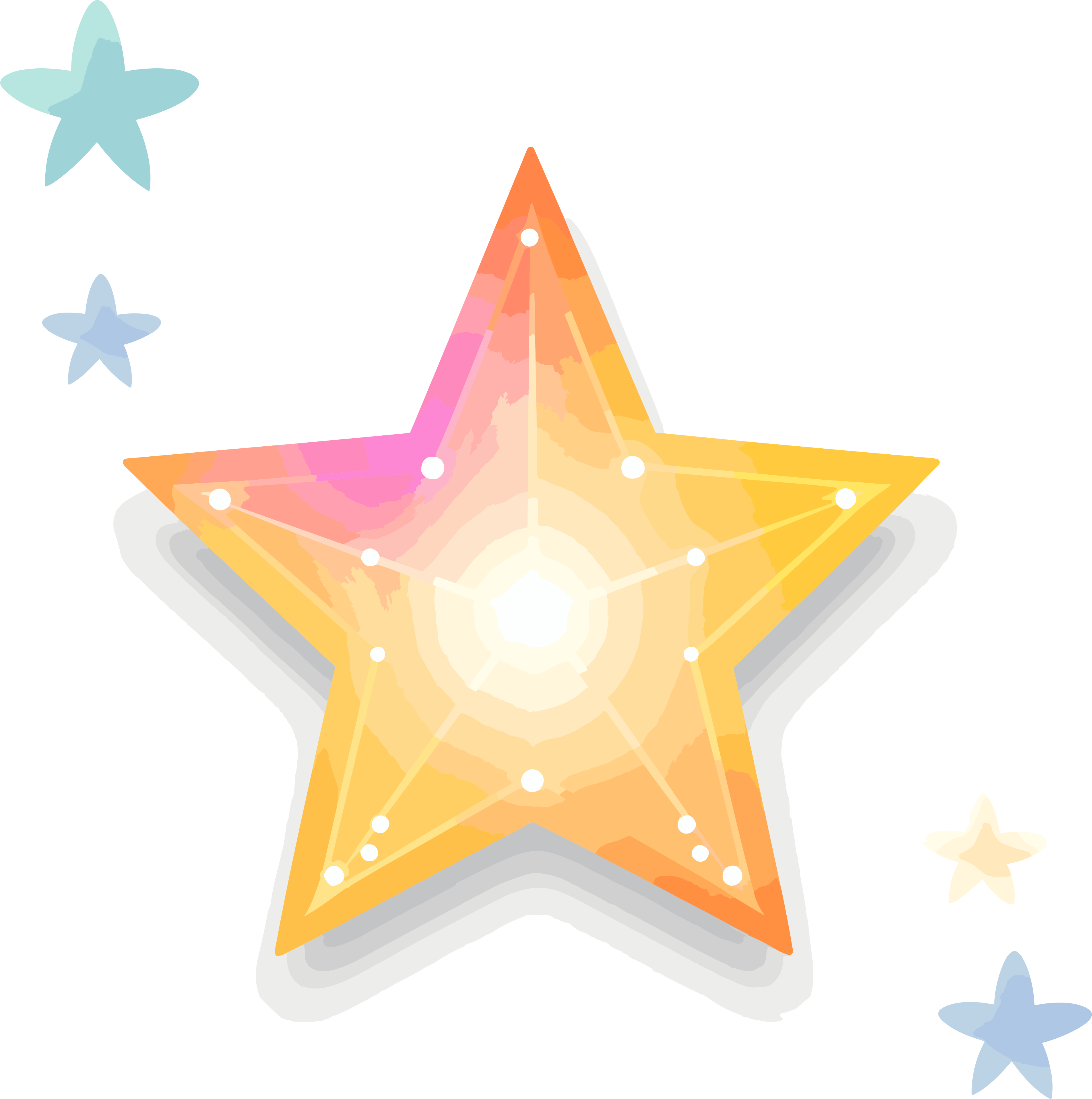 透明背景的星状矢量粉彩扁平插画元素