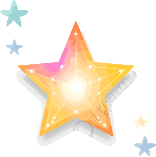 透明背景的星状矢量粉彩扁平插画元素
