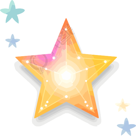 透明背景的星状矢量粉彩扁平插画元素