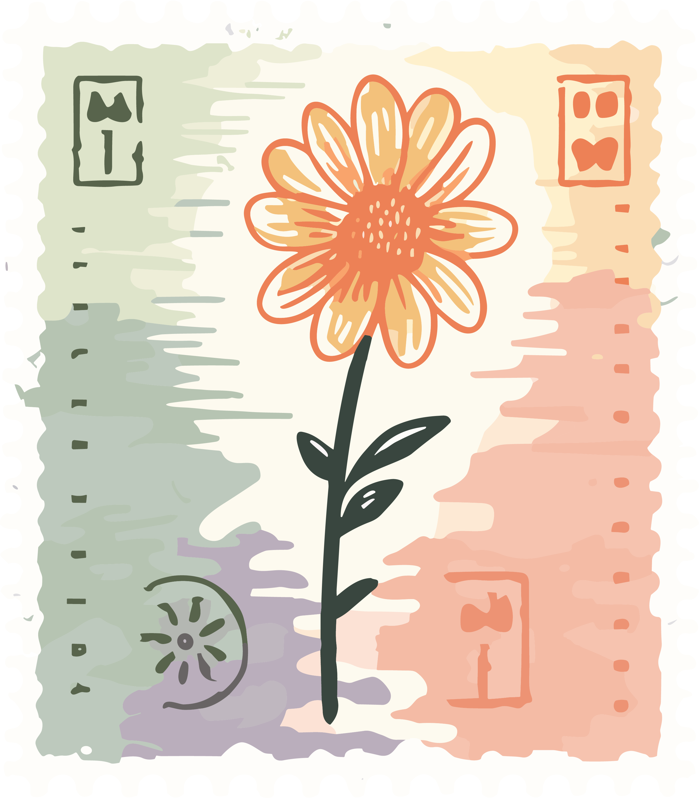 透明背景的矢量粉彩花朵平面插画素材