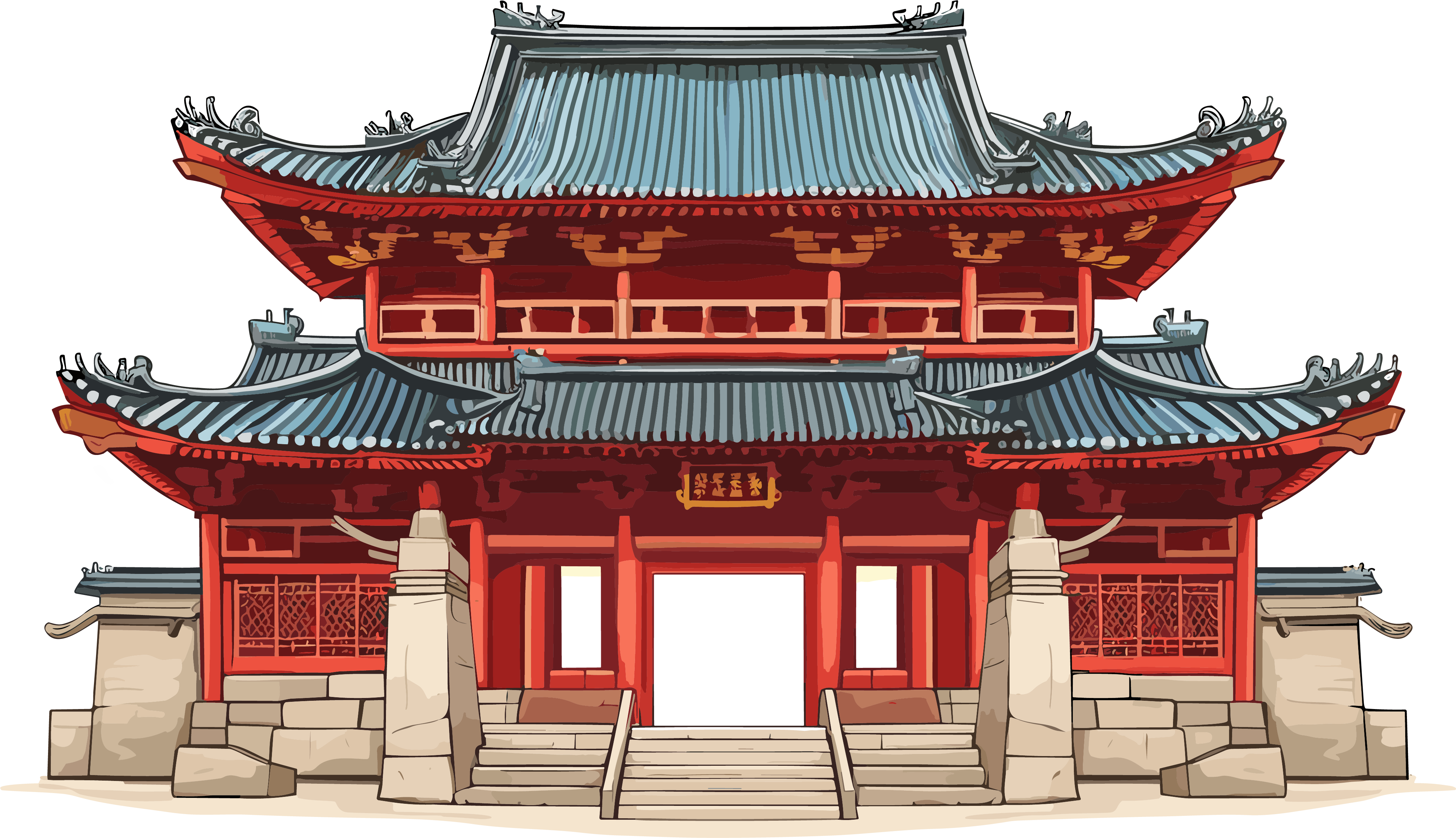 雄伟东方建筑插画设计