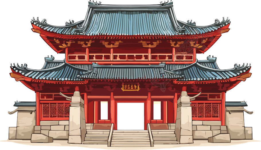 雄伟东方建筑插画设计