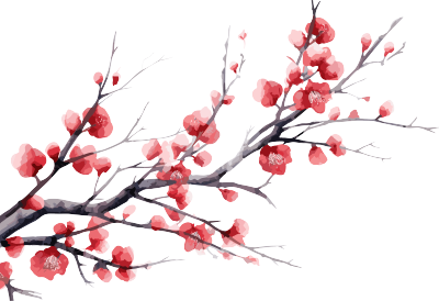 水墨梅花枝插画设计元素