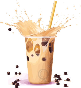 高清图形素材泼溅的珍珠奶茶
