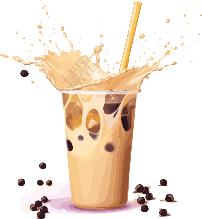 高清图形素材泼溅的珍珠奶茶