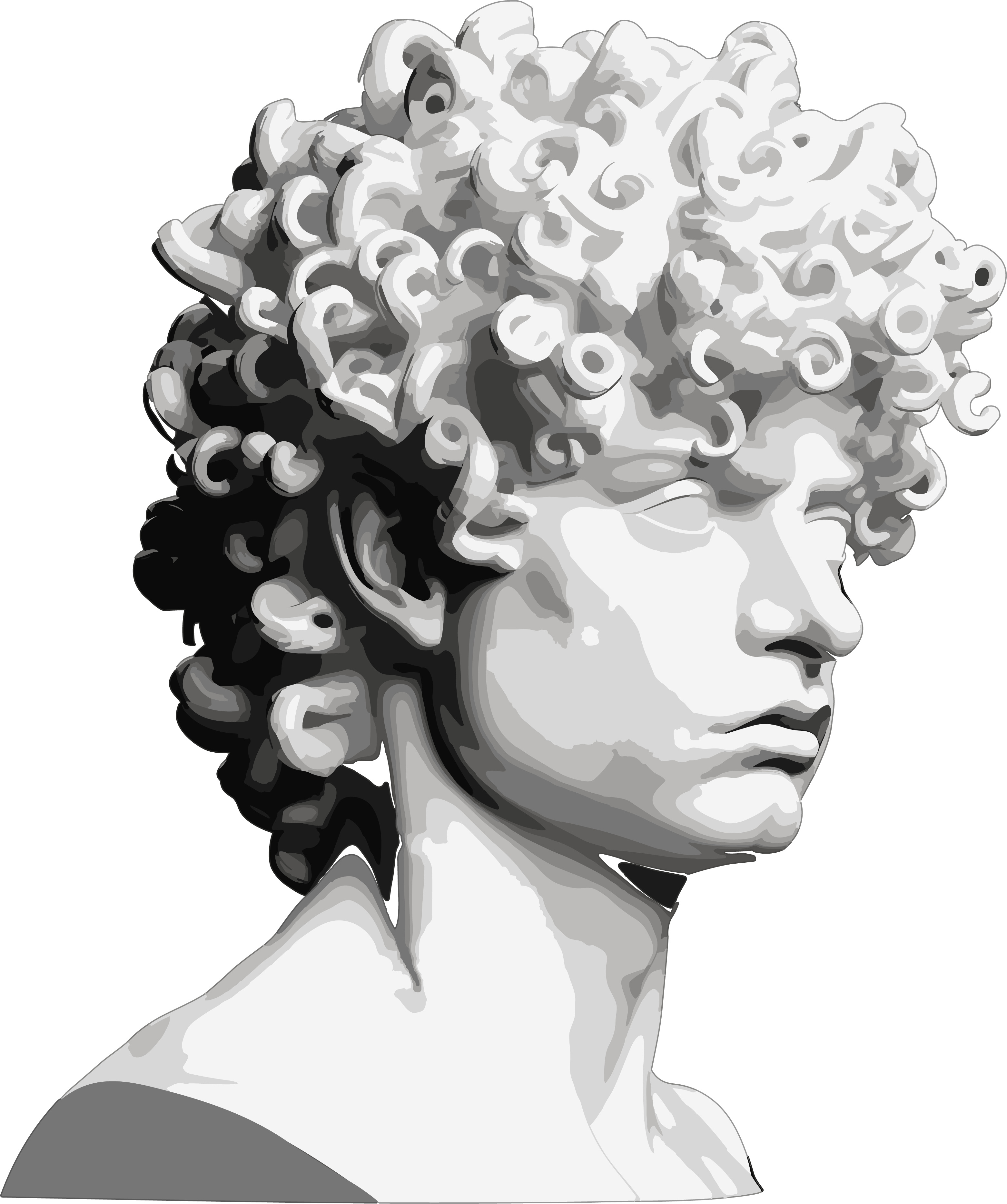 高清透明背景人头雕塑插画设计