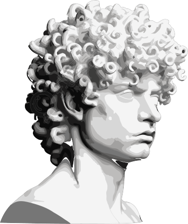 高清透明背景人头雕塑插画设计