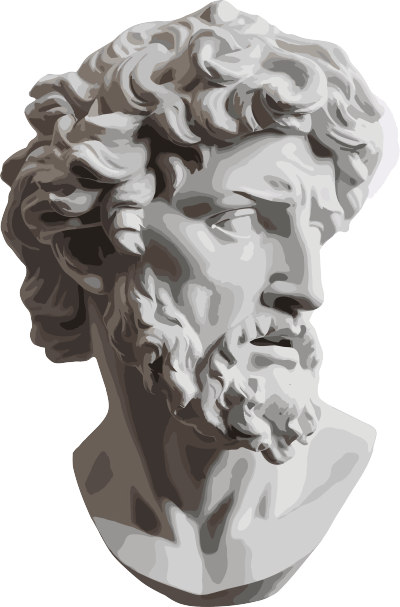白色背景下的男性人头石膏素材